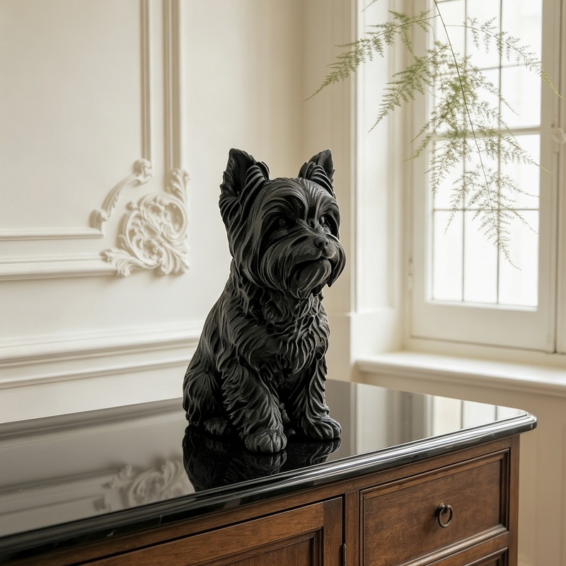 3D Printing Yorkshire - Statua Yorkshire Terrier w matowej czerni,