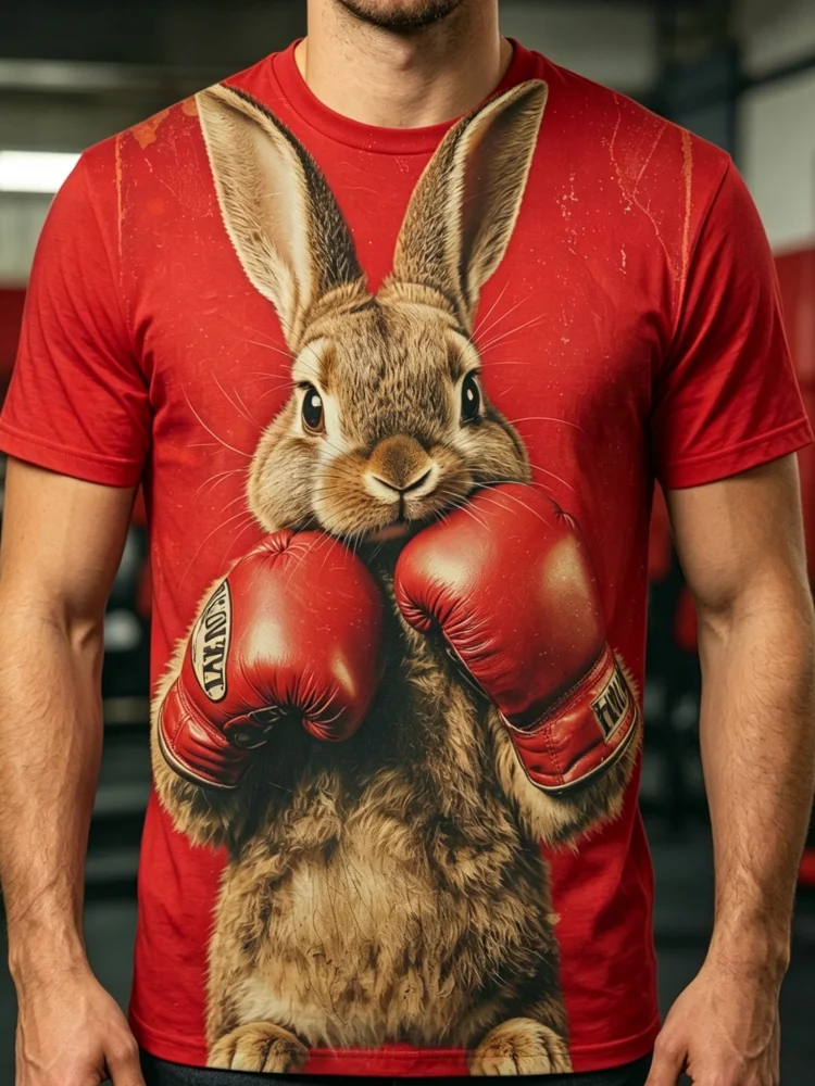 3D Printing Rabbit - Męska koszulka z nadrukiem 3D Królika