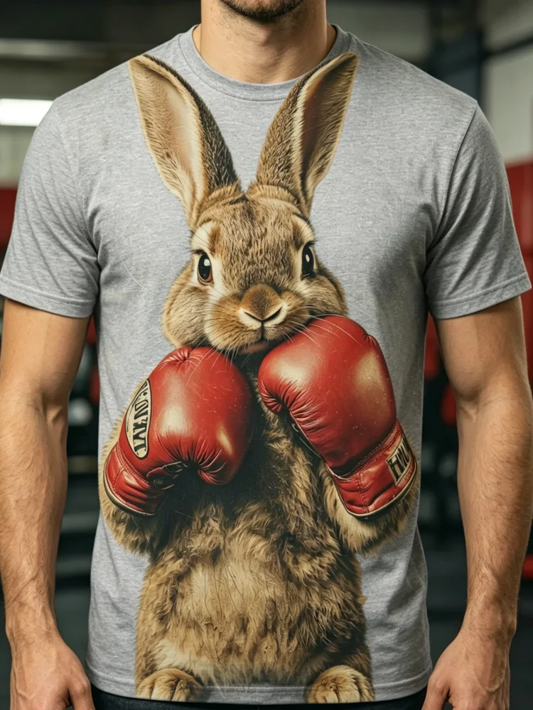 Męska koszulka z nadrukiem 3D  – 3D Printing Rabbit recenzja i cena