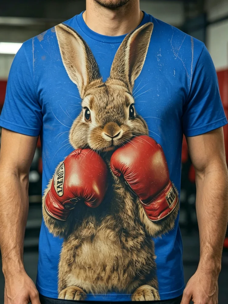 Męska koszulka z nadrukiem 3D  – 3D Printing Rabbit recenzja i cena
