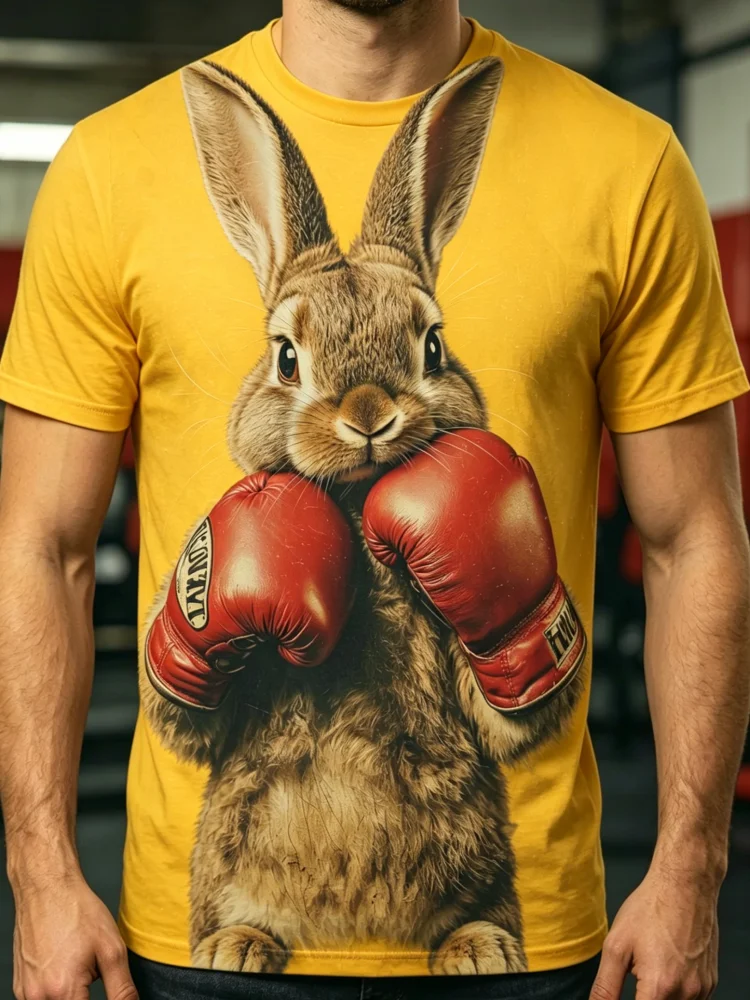Męska koszulka z nadrukiem 3D  – 3D Printing Rabbit recenzja i cena